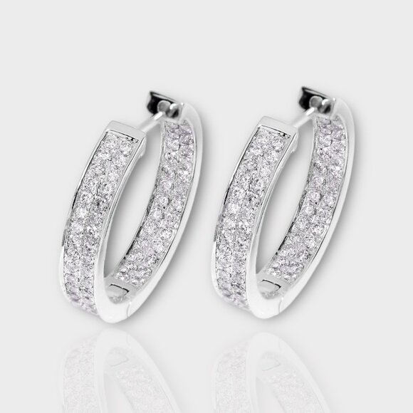 Diamond Round Earrings - Picture 4 of 5